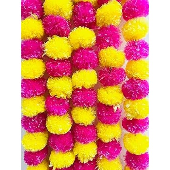 Garlands Dark Pink- Yellow  (Ganpati Decoration) - 1 stk