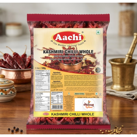 Aachi Kashmiri Chilli with Stem - 100 Gm