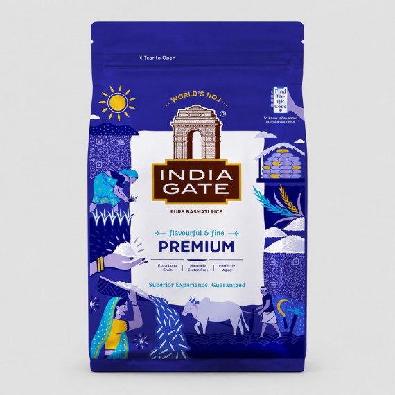 India Gate Extra Long Premium Basmati Rice ( Gluten Free, Flavour & Fine ) - 5 KG  