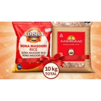 ( COMBO PACK OF 2 ) Adisha Sona Masoori Rice 5 Kg + Aashirwad Atta 5 Kg ( FRESH STOCK )