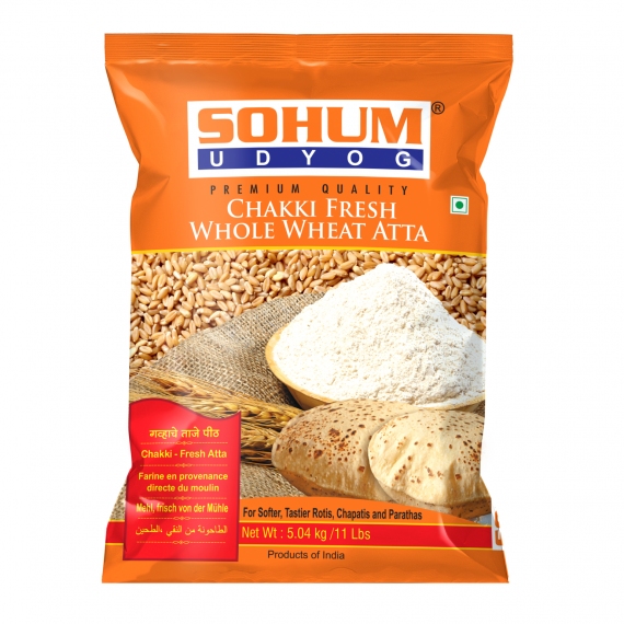 Sohum Lokwan Gehu Atta (Whole Wheat Flour) - 5 Kg (Best Before: April 2024) 