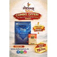 ( COMBO PACK ) Tilda Basamati 5Kg + Adisha Urid Dal - 500 GM